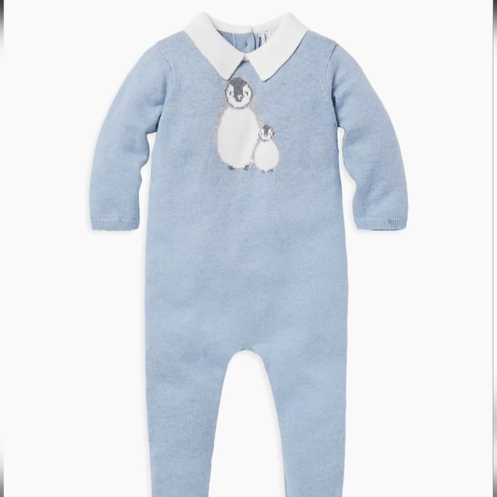 Janie and Jack Penguin Collard Coveralls